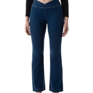 Women's Flared Pull-on Jeans - Mid-Rise| Enzyme Wash | Slant Waistband | Jeans for Women