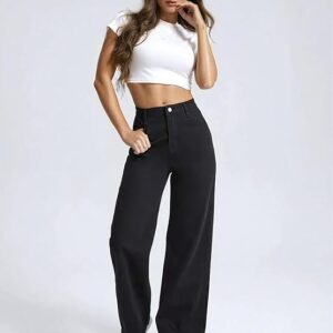 Women’s High Waist Wide Leg Flared Jeans with Trendy Fit and Clean Look
