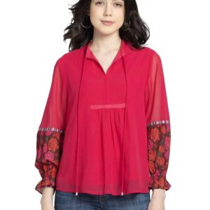 Sleeves V-Neck Floral Top for Women