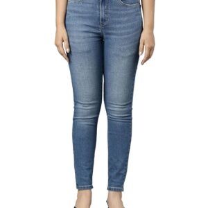 Women Solid Denim Mid Rise Stretchable Skinny Jeans